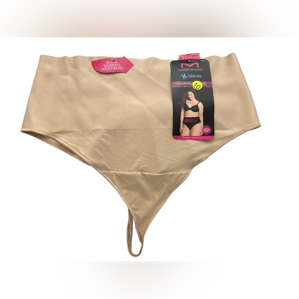 Maidenform Curvy Cooling Shaping Thong Firm Control Beige Plus Size 3X NEW
